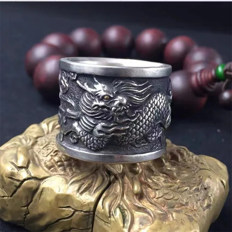 الاستبداد الوحش الإلهي كيلين الدائري للرجال مجوهرات العصرية الإغاثة الحيوان نمط حلقة الذكور السبابة الملحقات مفتوحة الحجم