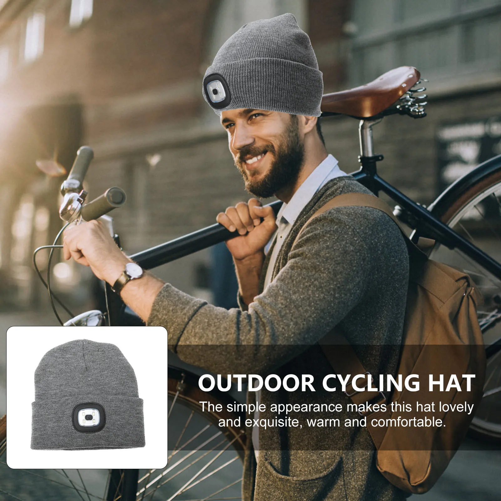 

1Pc LED Light Glowing Hat Adjustable USB Rechargeable Warm Outdoor Cycling Night Run Hat