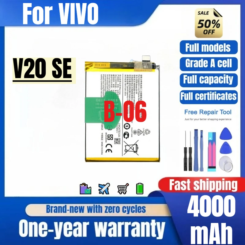 B-O6 for VIVO V20 SE Mobile Phone Battery 0 Cycle High Quality High Capacity Battery Replacement Bateria Grade A Cell with Tools