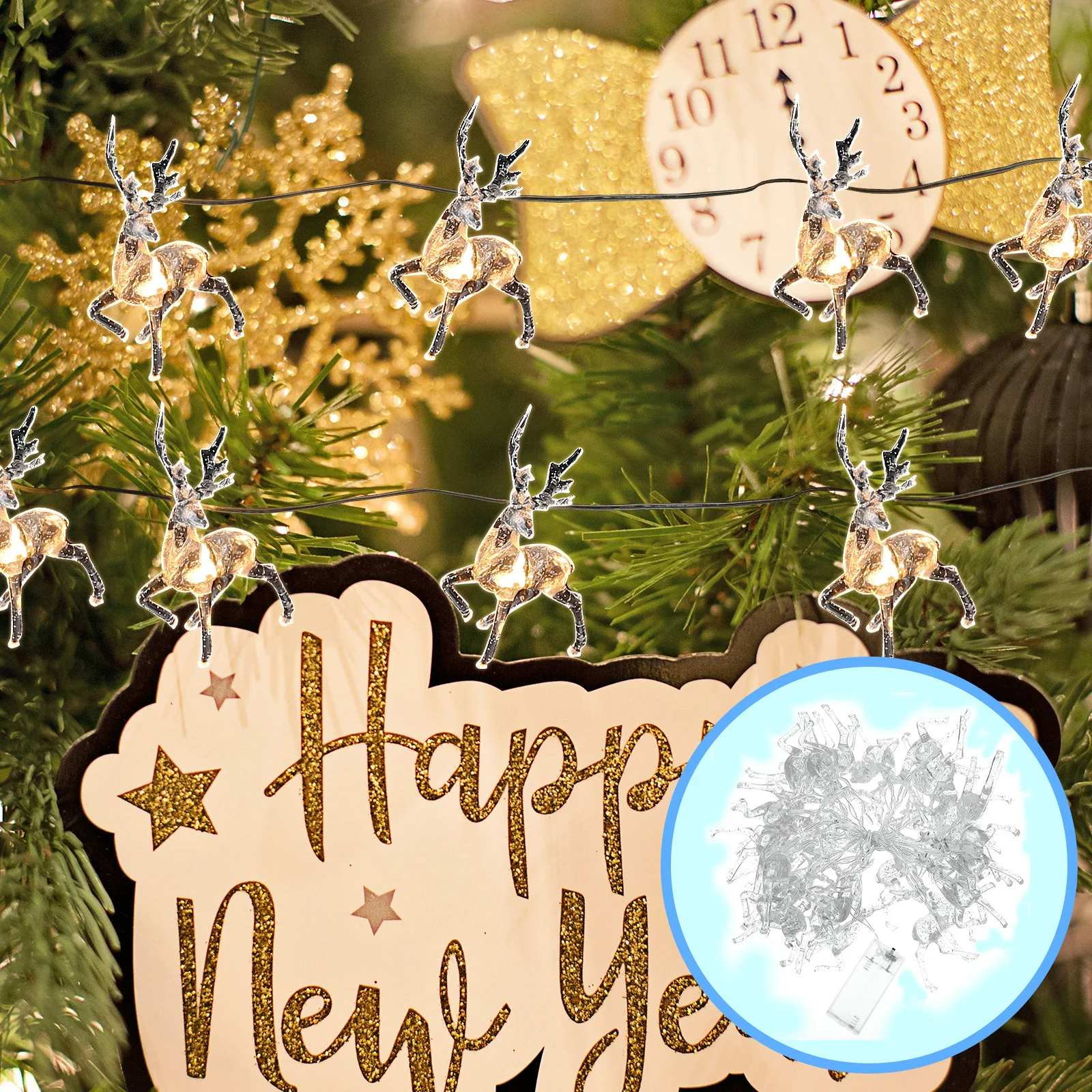 

LED Elk Shape String Lights Xmas Festival Decorative Lamp Copper Wire Sika Deer Christmas nament Holiday Lighting Festive