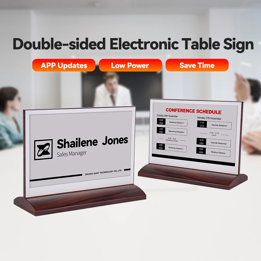 Electronic Digital Sign Table Toppers Desk Name Plate Intelligent Conference Electronic Table Name Card for Meeting view 3