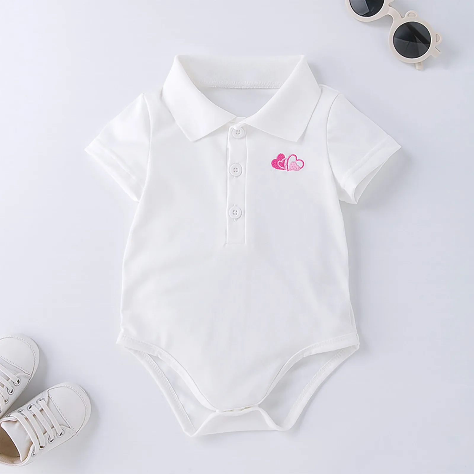 Infant Boys Girls Summer Causal Short Sleeve Gentlemen Rompers Leotards Newborn Bodysuits New Born Girls 3M-6M-9M-12M-18M-24M