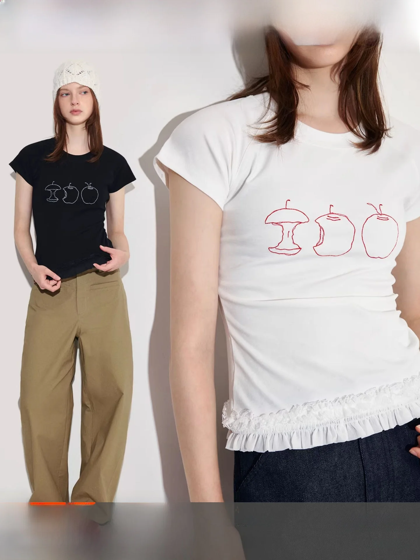 

Летний женский топ Fano с круглым вырезом, приталенный, с вышивкой фруктов, кружевными вставками и забавным дизайном рукавов