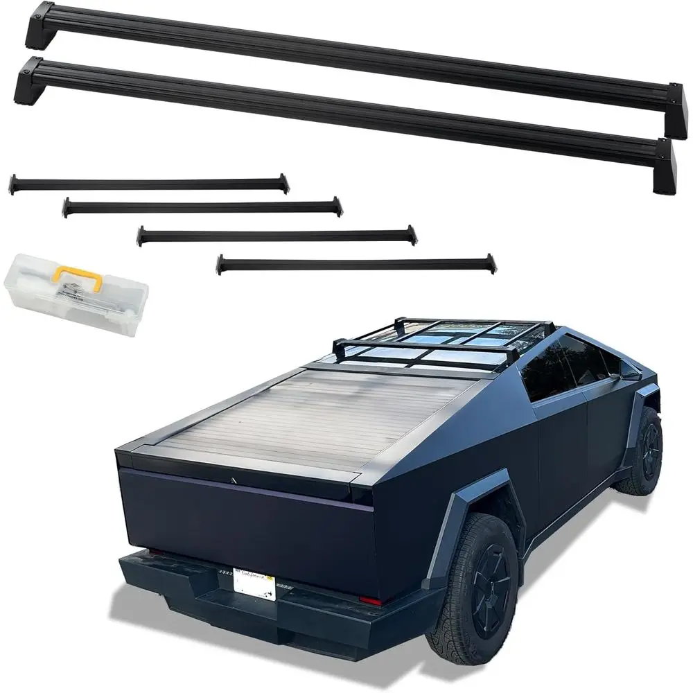 

Roof Rack Crossbars for Tesla Cybertruck 2024+, 2PCS Heavy-Duty Aluminum Cargo Bars, Supports 400LBS, Aerodynamic Design, Fits K