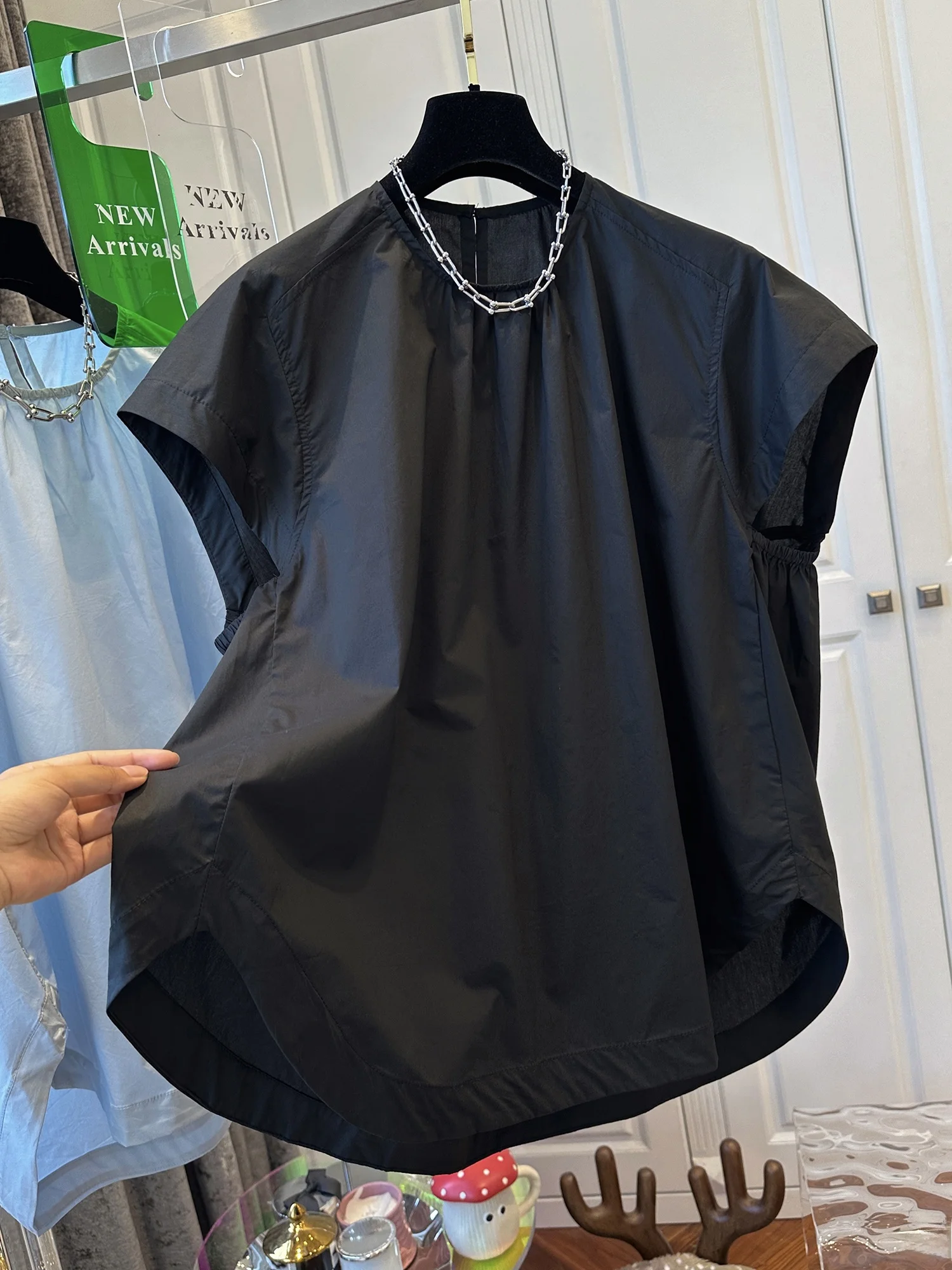 Lose runde Ne ort Sve irt Damen Koreanische Sle Sommer Neue Puppe irt Flng Sve Top Pendeln Sle Reine Farbe