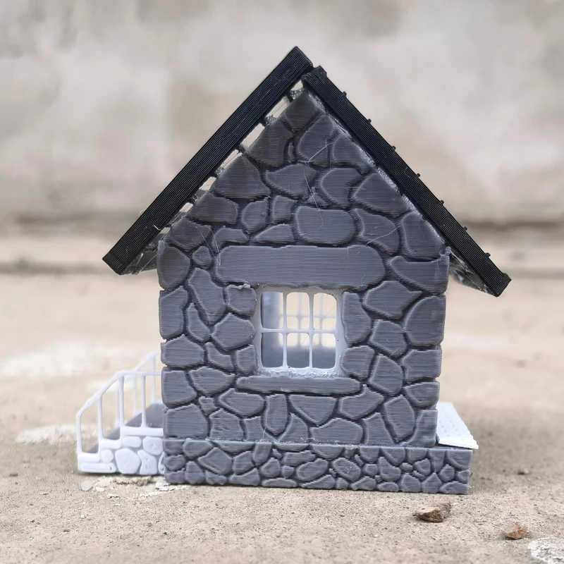 1/87 Ho scale model stone house hollow roof Field military mountain landscape layout house model 3D printing