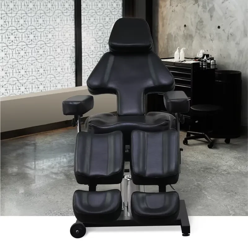 Manufacturer Luxury Black Split Legs Adjustable Tattoo Chair Hydraulic Tattoo Bed Electric Beauty Salon