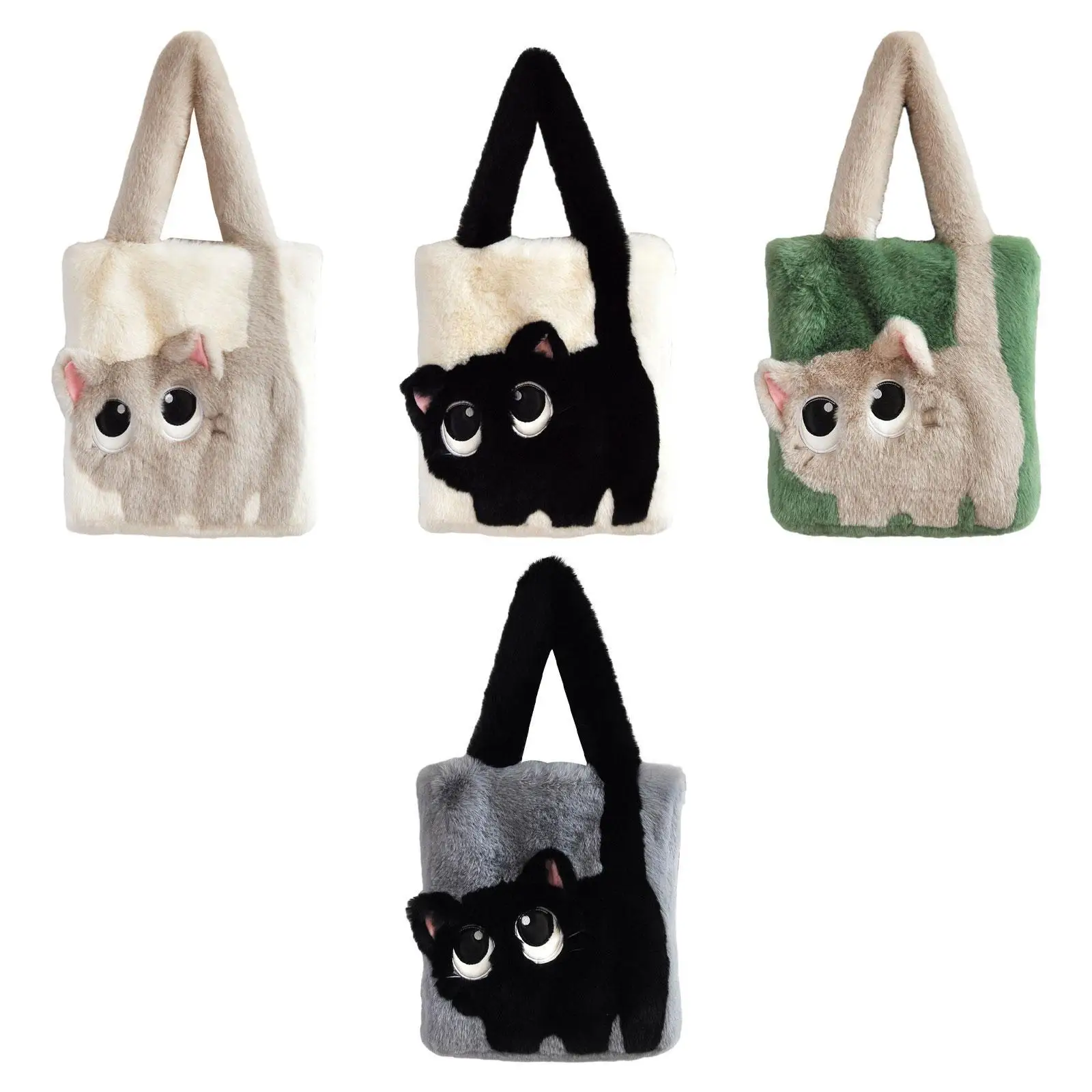 Tote Bag for Women PU Shoulder Bag Fashionable Winter Furry Purse Satchel Bag
