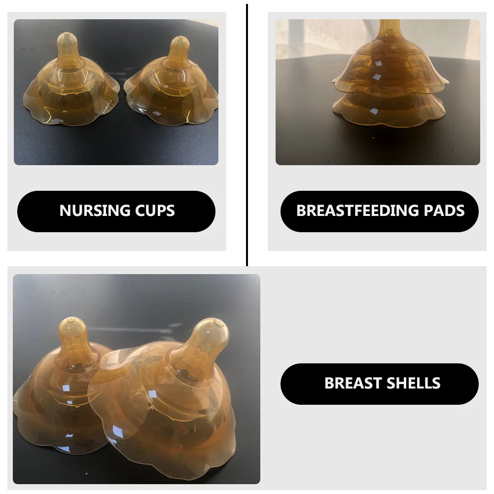 2Pcs Silicone Nursing Cups Breast Milk Collector Breastfeeding Protector Leak Proof Shield Flat Inverted Nipples Bite Prevention