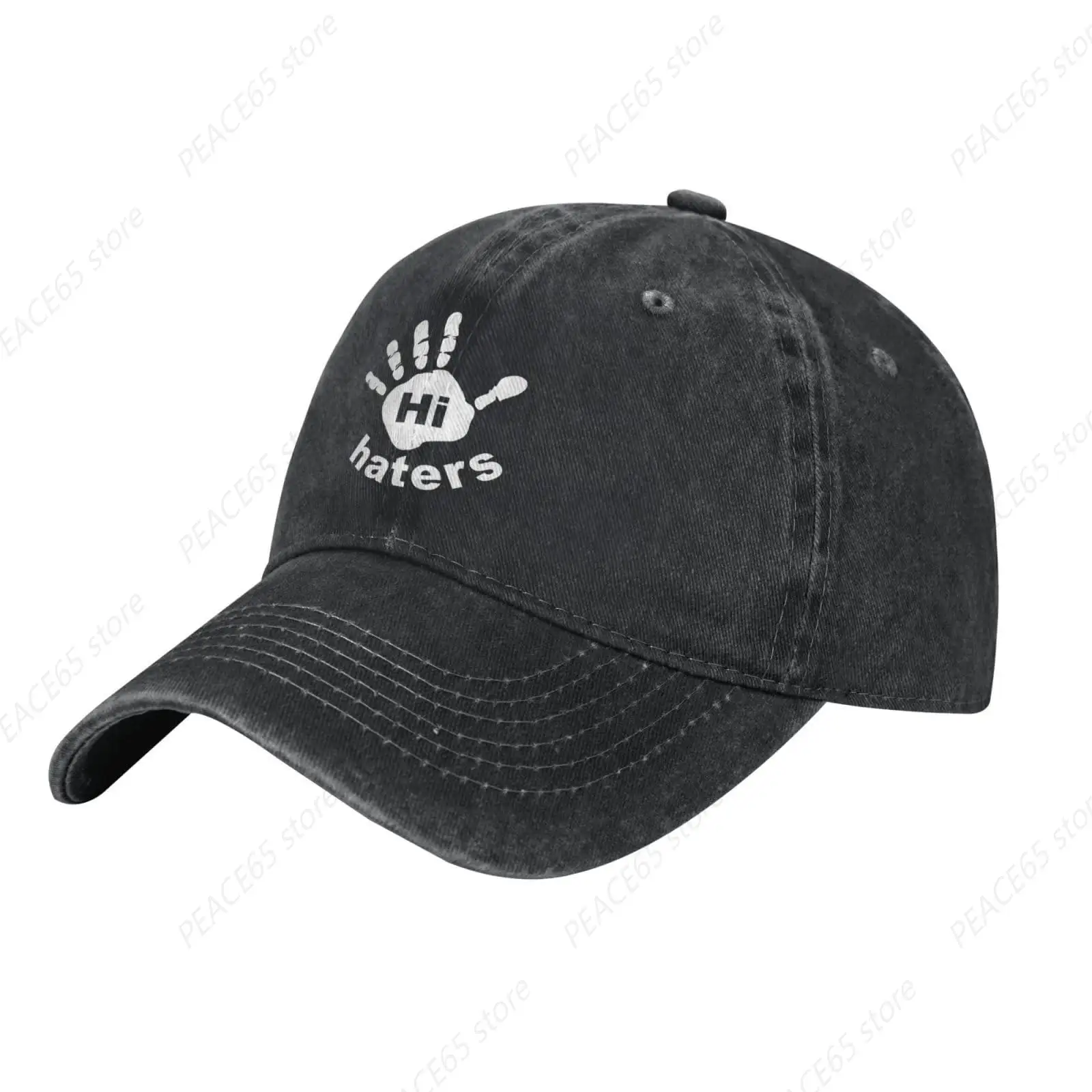 Adult Hi Haters Hand Print Denim Baseball Cap Funny Cowboy Hat Personalized Cowboy Hats One Size