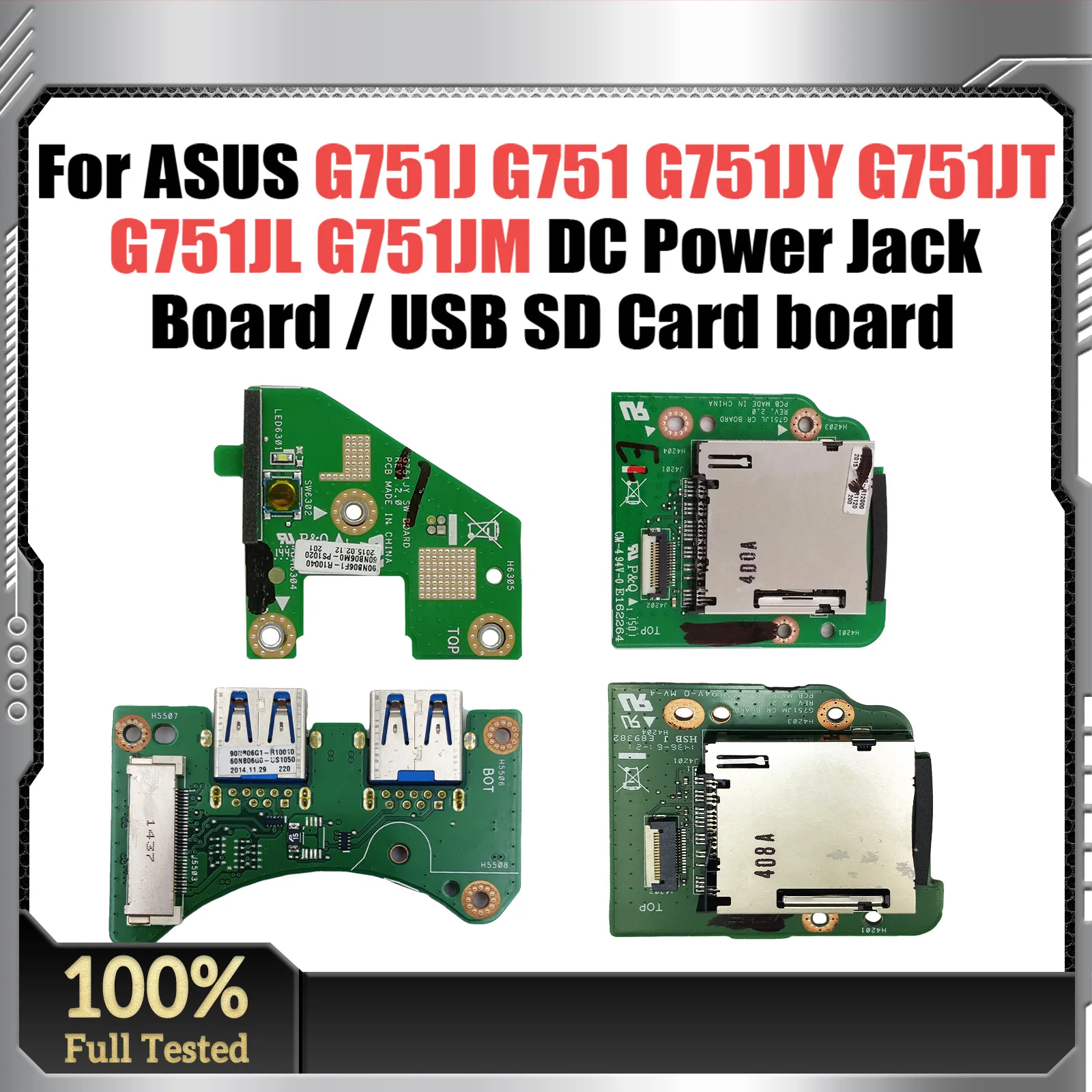 

G751J For Asus G751 G751JY G751JT G751JL G751JM DC POWER JACK Board or USB Port SD Card Reader board Fast Ship