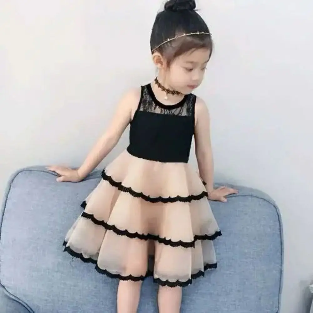 فستان الأميرة للفتيات بدون أكمام فستان فضفاض للمراهقين صيفي من الدانتيل فستان شاطئ لقضاء العطلات وحفلات الأطفال فستان شبكي للطلاب #3