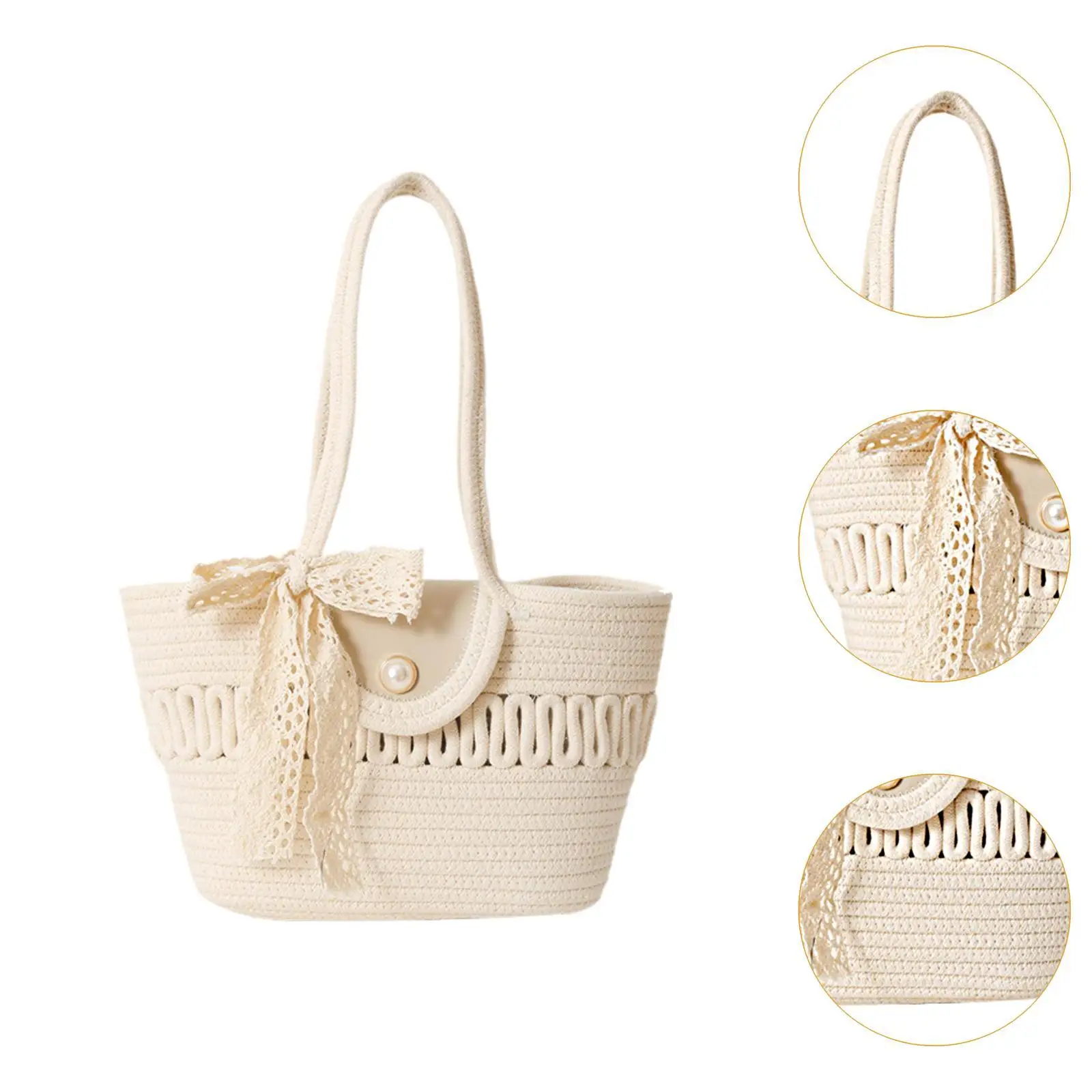 Woven Tote Bag Fashionable Elegant Woven Handbag for Travel Beach Summer