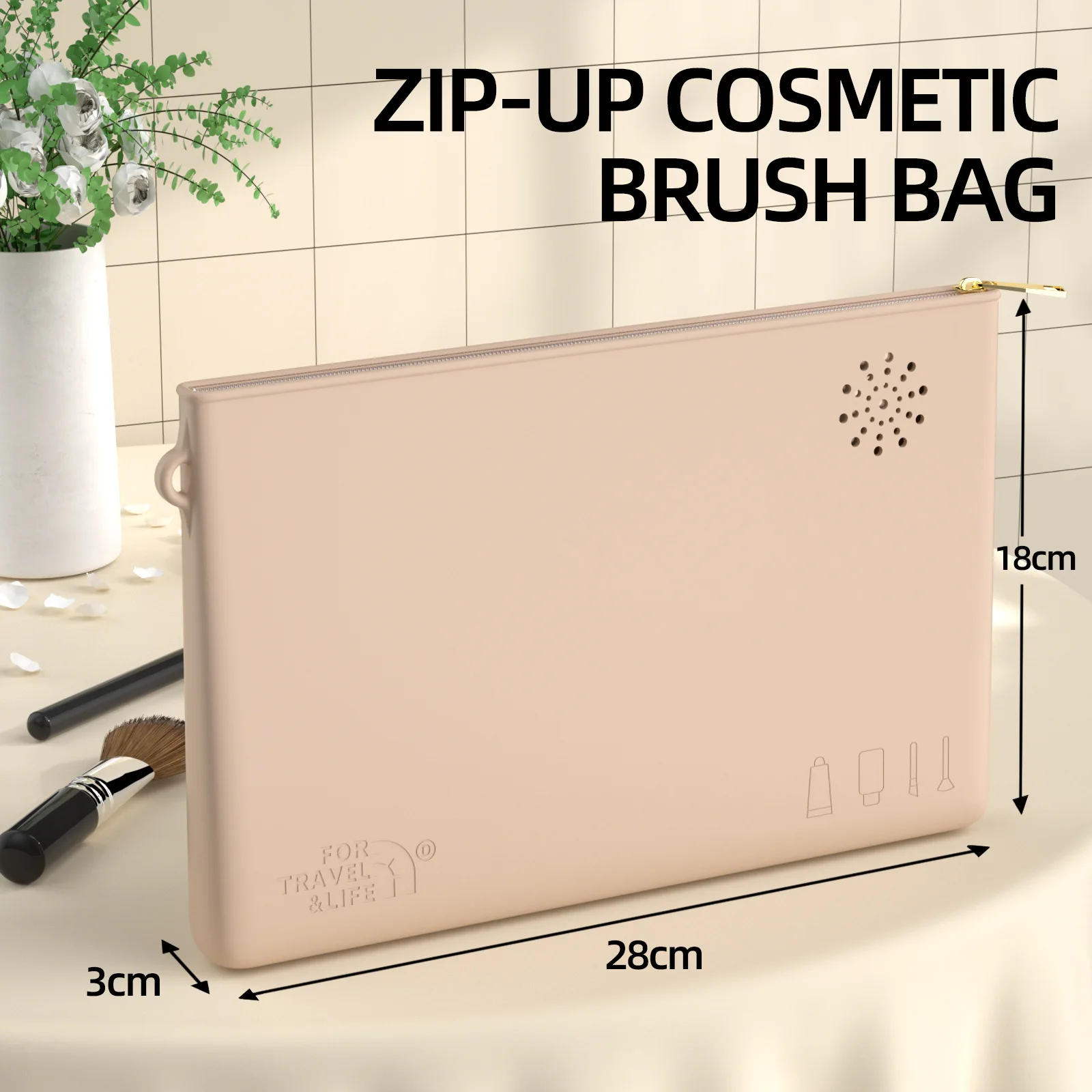 Borsa da toilette per trucco in Silicone di medie dimensioni, Organizer per borse da viaggio per strumenti di bellezza, borsa da viaggio cosmetica