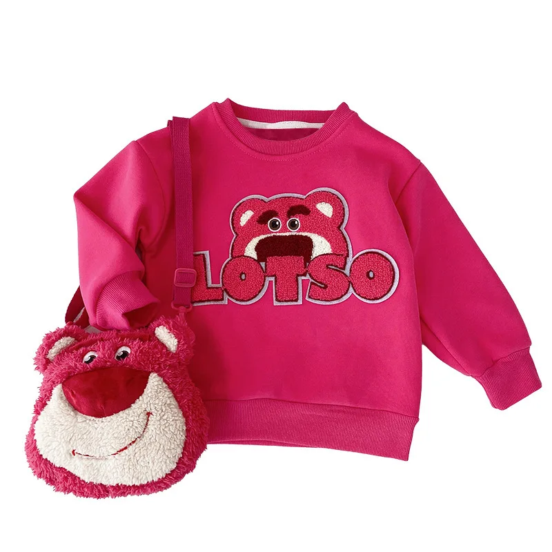 Autunno inverno peluche per bambini felpe senza spessore ragazze Cartoon Lotso Pullover a maniche lunghe top bambini vestiti Casual caldi