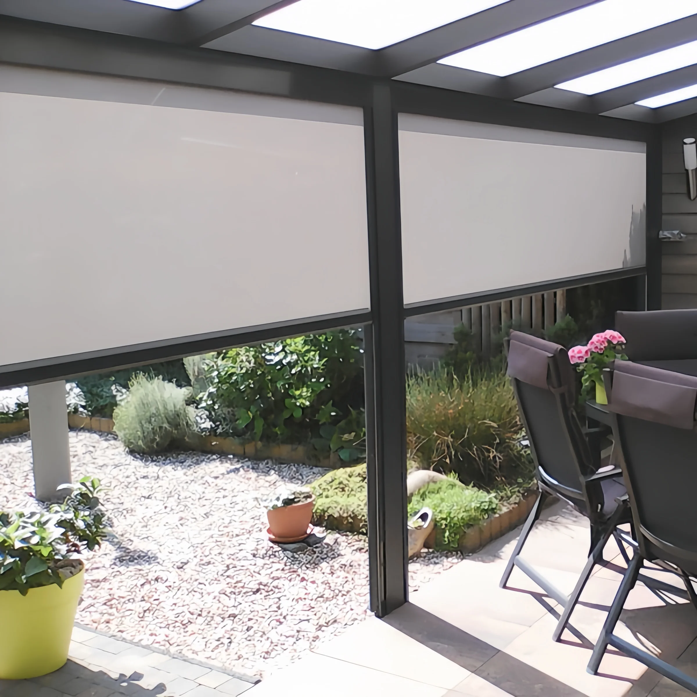 Exterior Door Blinds for Balconies and Patios Outdoor Waterproof Custom Size Motorised Blinds Zip Compatible