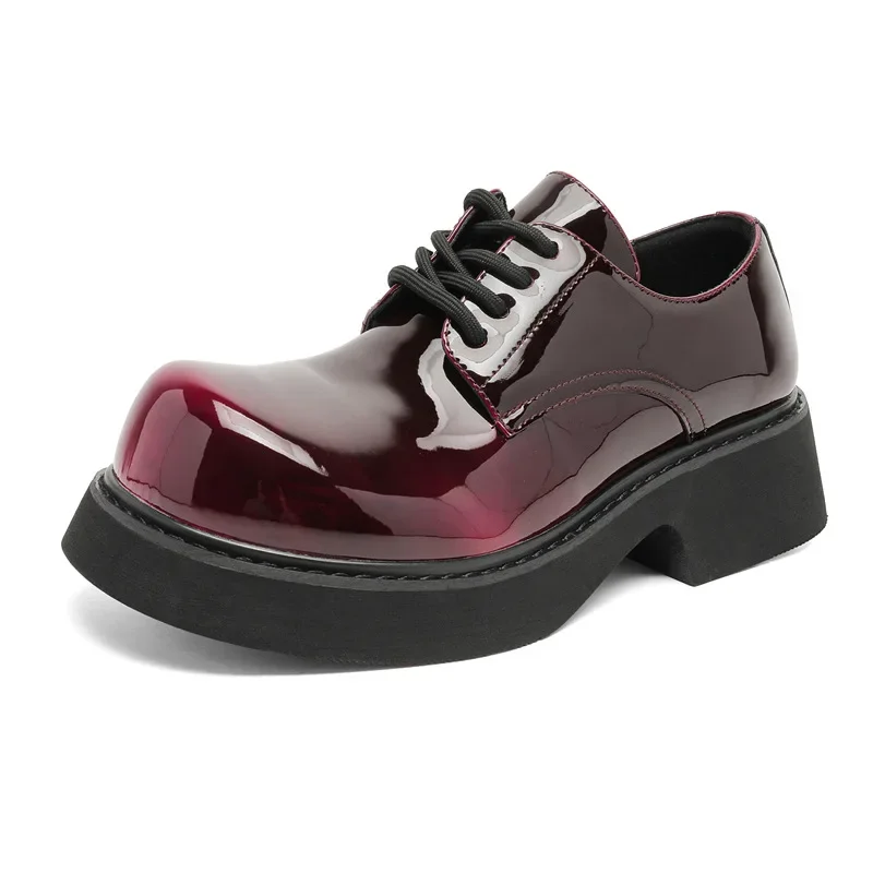 2026 الاسلوب المناسب فستان ملون أحذية رجالي Derbys عالية الكعب 4 سنتيمتر ماركة الذكور الأحذية الارتفاع زيادة 4 سنتيمتر حجم كبير 45 DX734 #6