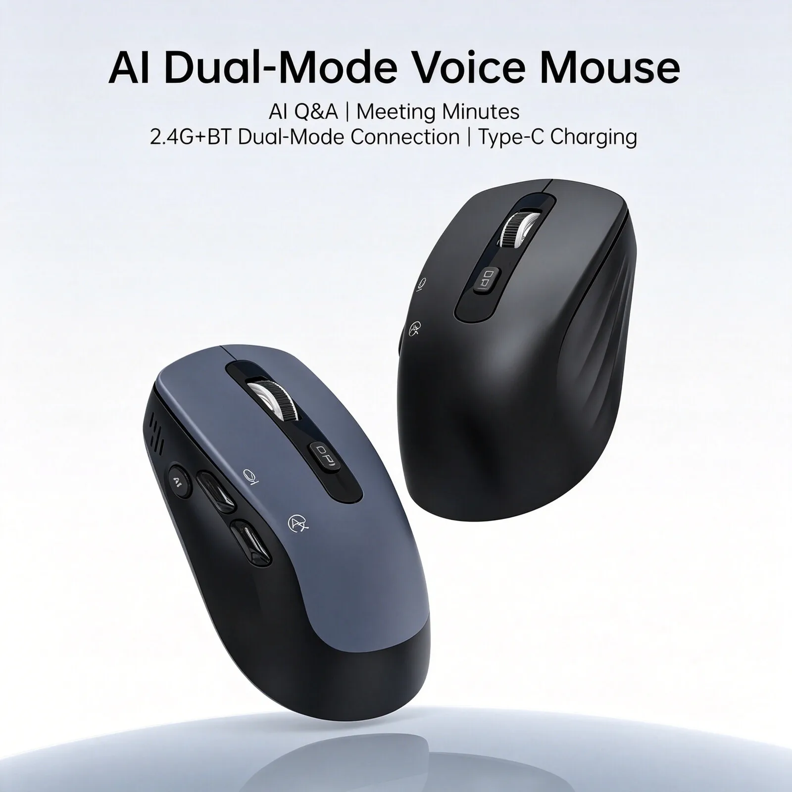 Global Universal AI Smart Voice Mouse Wireless Bluetooth Dual-Mode Typing & Translation Intelligent Creation Computer 2.4G Mice