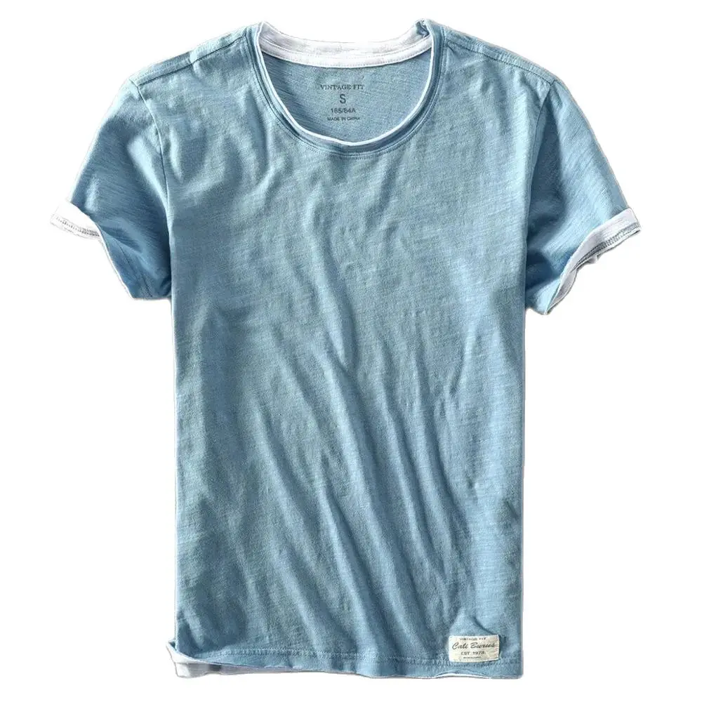 Mężczyźni Letnia moda Marka Japan Style Bambus Bawełna Jednolity kolor Koszulka z krótkim rękawem Męska Casual Prosta Cienka Biała Koszulka Tshirts