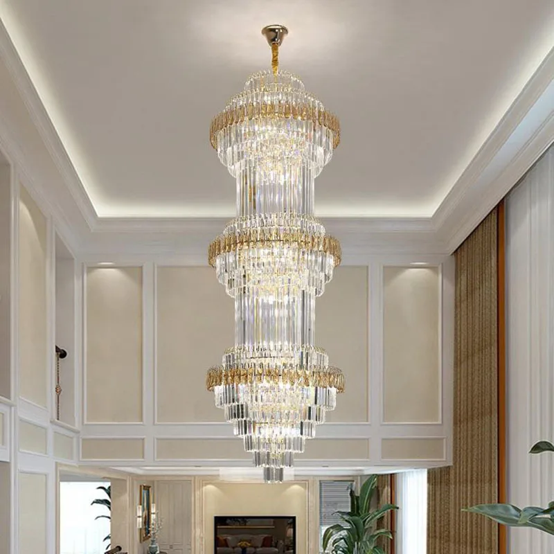 

Villa living room light luxury crystal chandelier hotel lobby duplex building middle floor