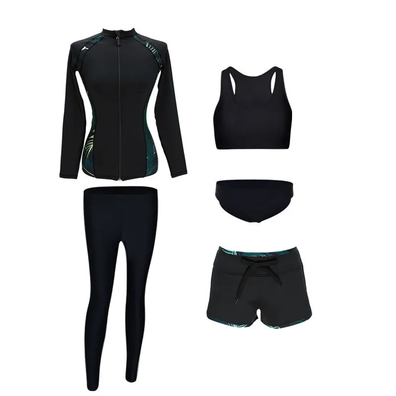 Long Sleeve Couple Surf Suit Rash Guards Women Men 5/3/2 Pieces Printed Swimsuit Legging Swimwear Surfing Suit Bathing Suit