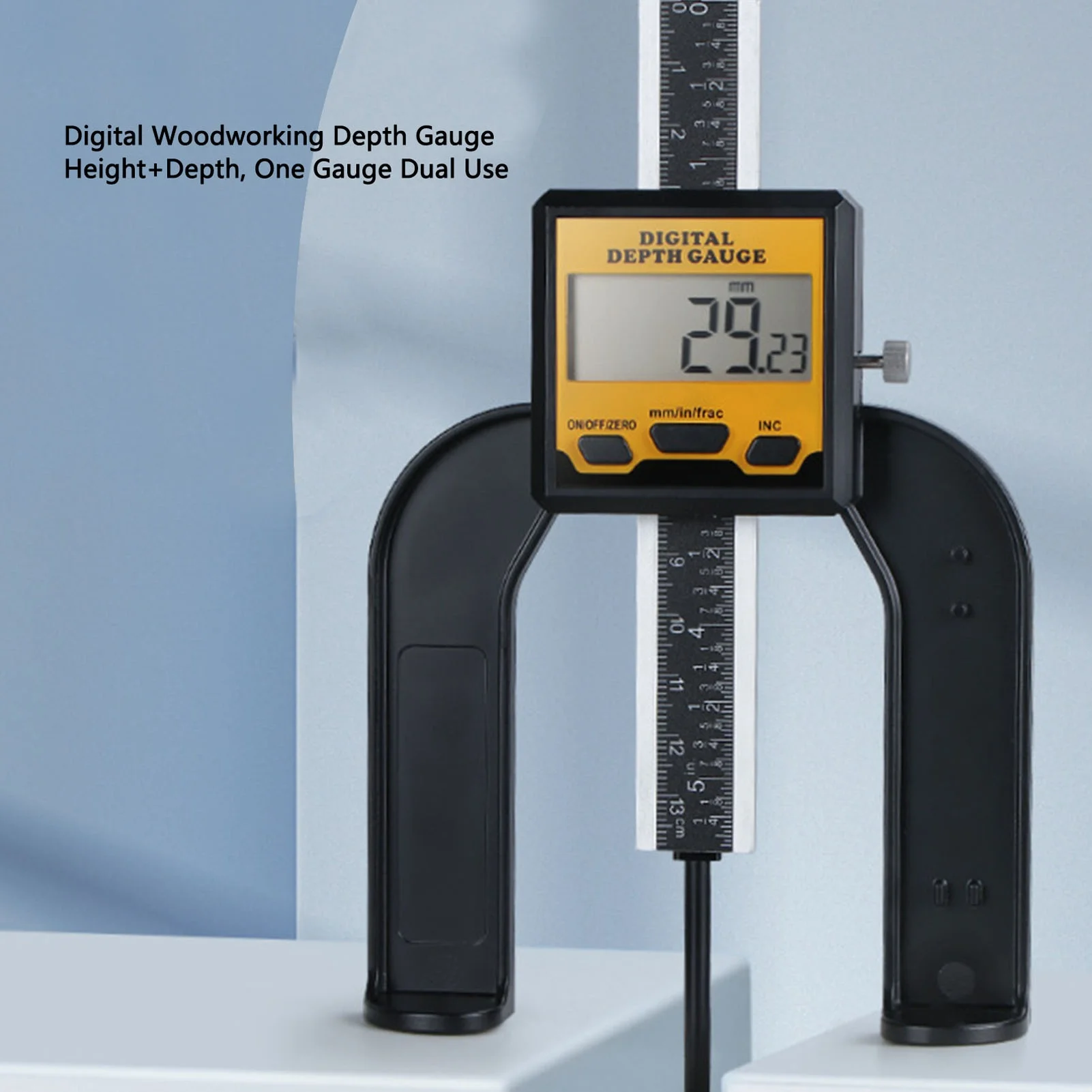 Digital Depth Gauge 0.01mm Resolution Woodworking Height and Depth Measurement Tool with Magnetic Base