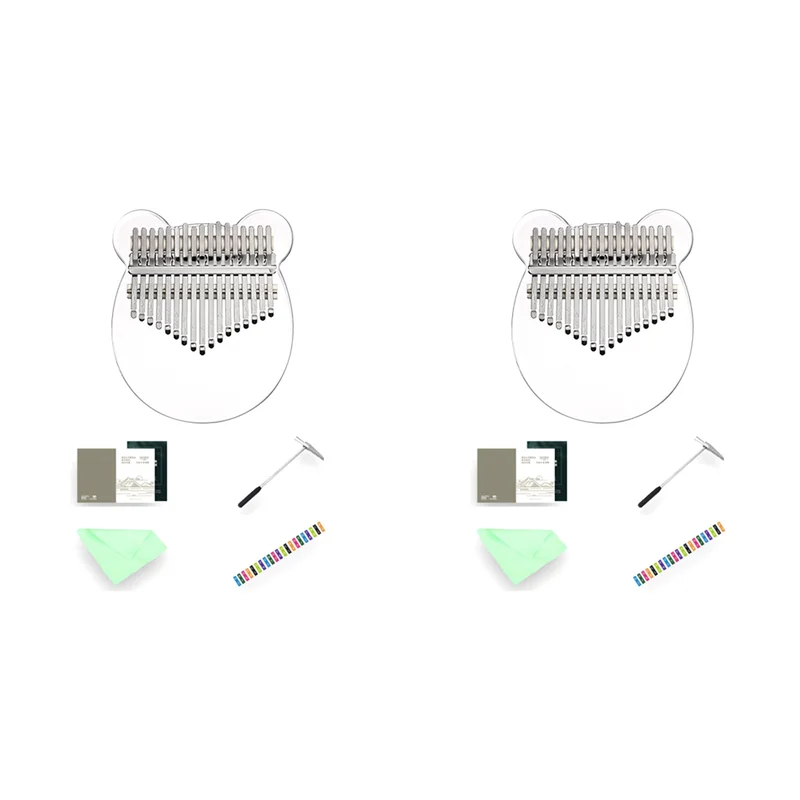 

ABJM-2X Kalimba 17 Keys Thumb Piano, Clear Transparent Acrylic Finger Piano Instrument