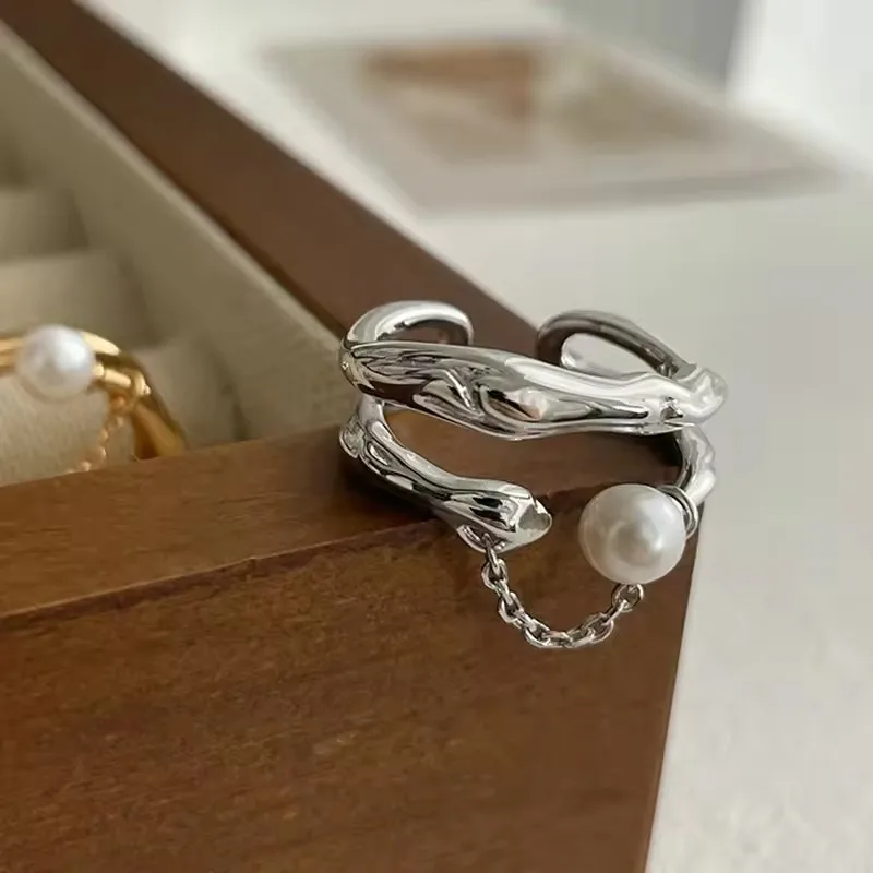 Women's Irregular Moonstone Ring, 925 Sterling Silver Gift