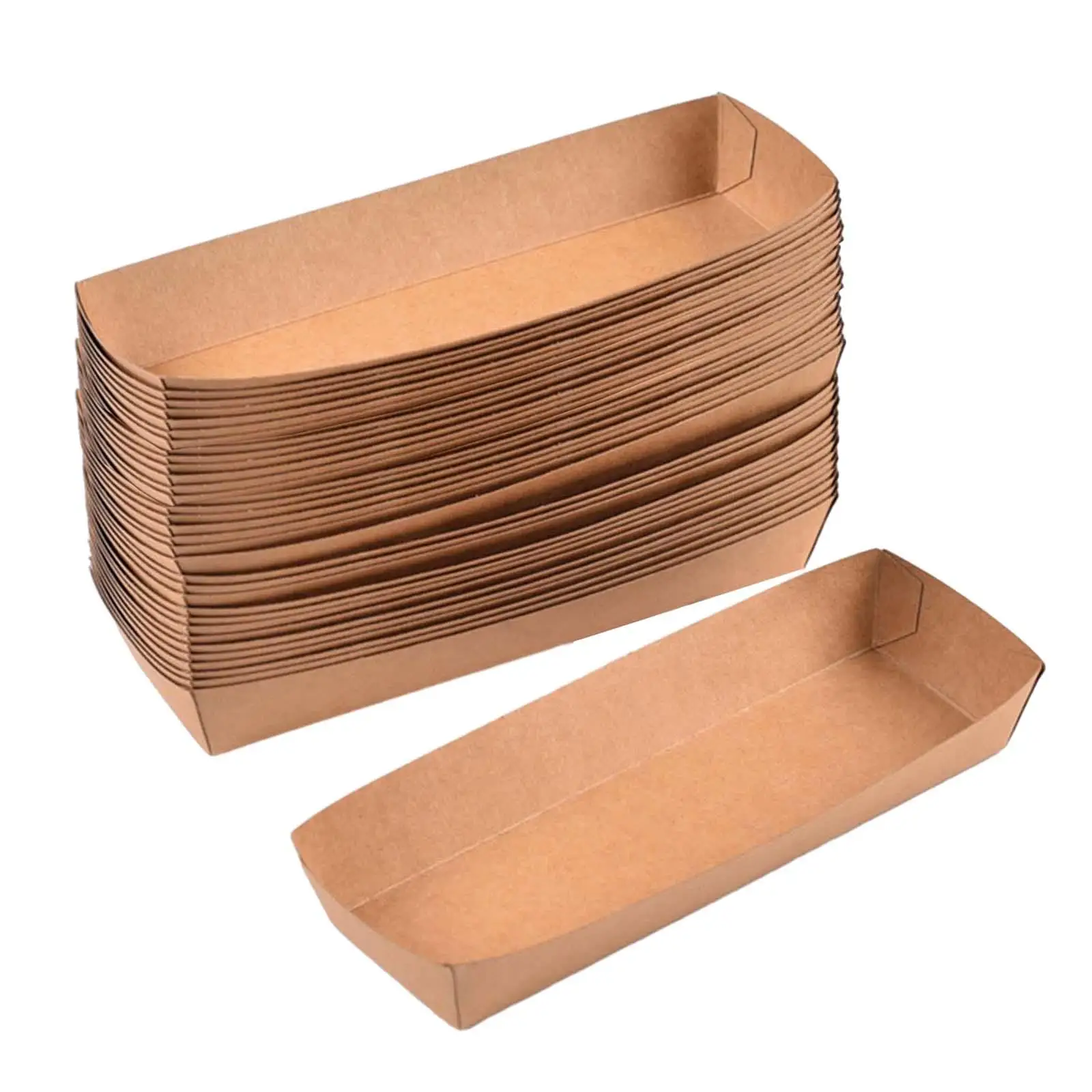 100 Pieces Disposable Serving Tray Container Take Out Food Serving Boats for Fruit Salad French Fries Snack Sandwiches Taco