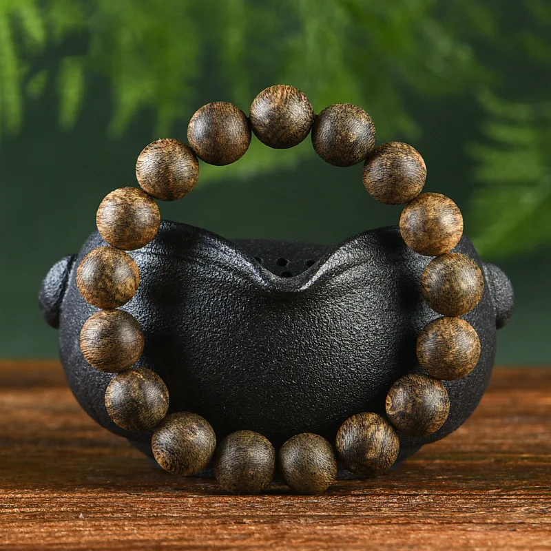 Vietnam Nha Trang Full Flower Partridge Spot Texture Agarwood Bracelet Single Circle 12mm Men's and Women's Rosary