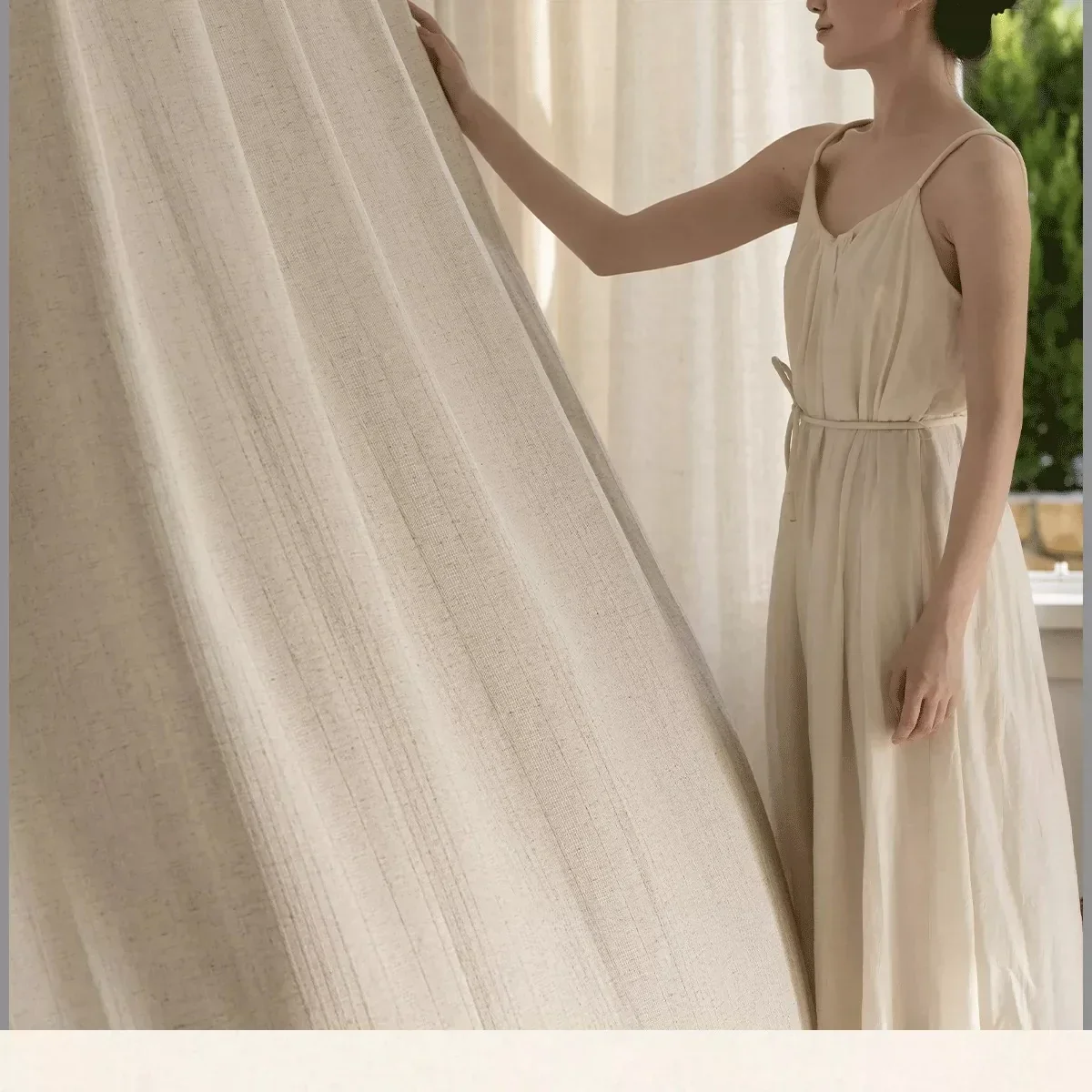Custom Size Half Cloth Half Yarn Linen Thick Curtain High‑end Feeling Fashion Decor for Living Room Bedroom Study Balcony Decor