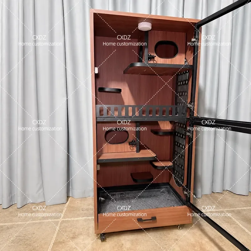 Dragon cat cabinet cage solid wood ecological board pet air conditioner cabinet villa blind date cabinet cage dragon cat room
