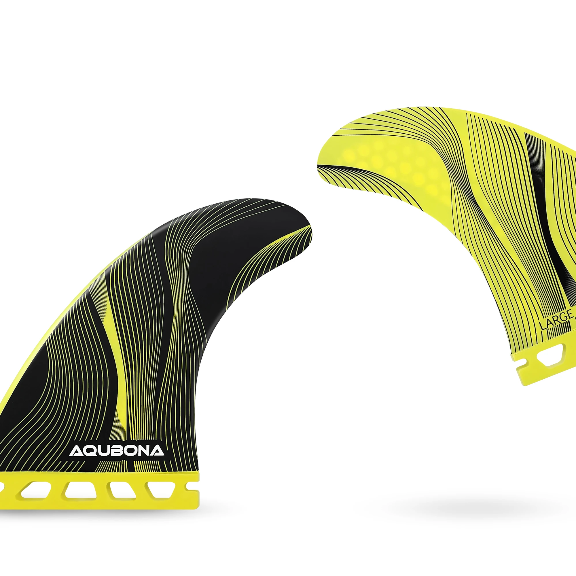 AQUBONA Hochleistungs-Surfbrettflossen aus Premium-Waben-Glasfaser in M/L Größen - Kompatibel mit Dual Tab & Single Tab – Detail 12