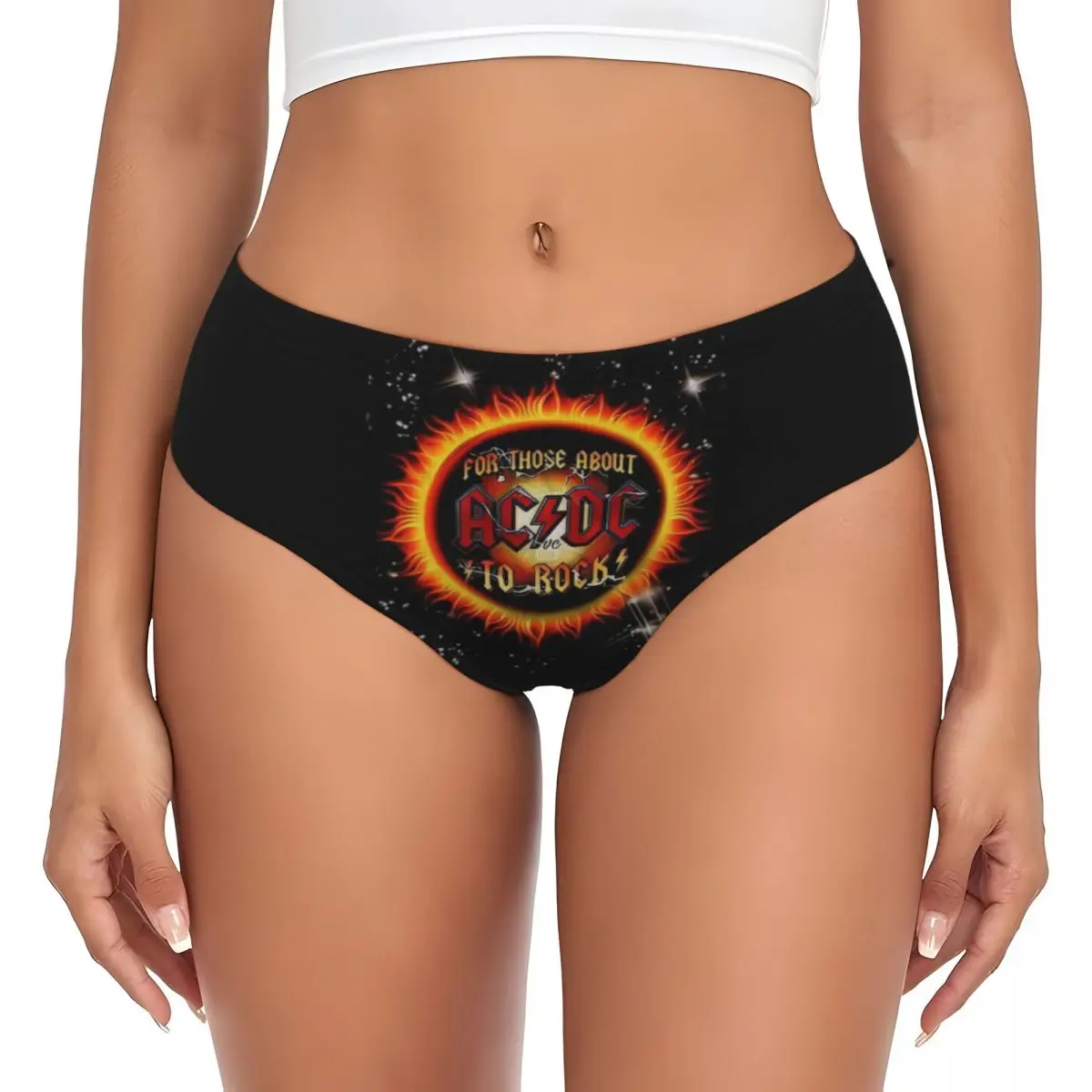 

Custom Womens Fashion AC DC Brief Panties Female Comfort Rock Roll Band Underwear Underpants