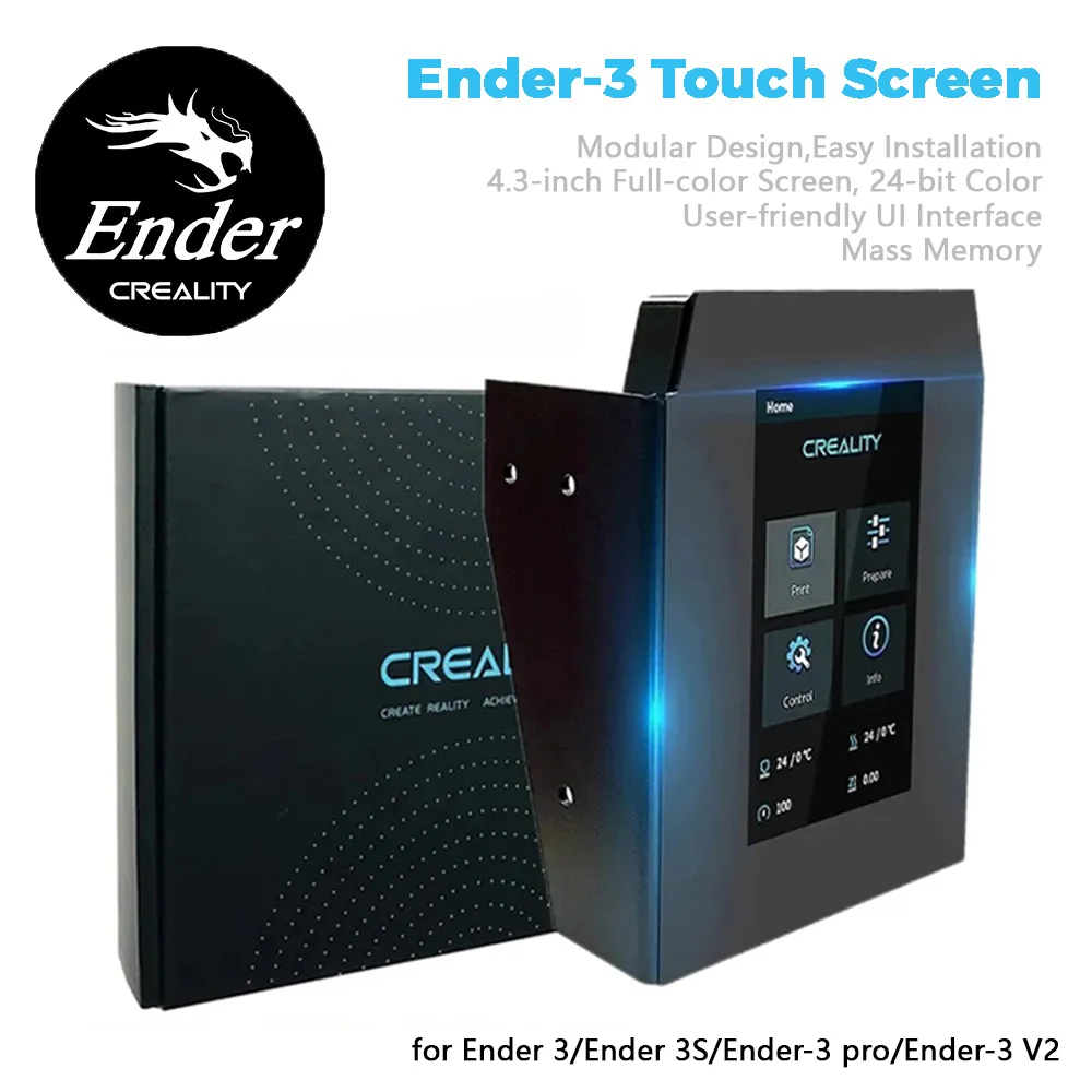 

Creality Ender-3 Touch Screen 4.3 Inch 24-bit Full-color LCD Display for Ender 3/Ender-3 V2/Ender-3 Pro 3D Printers