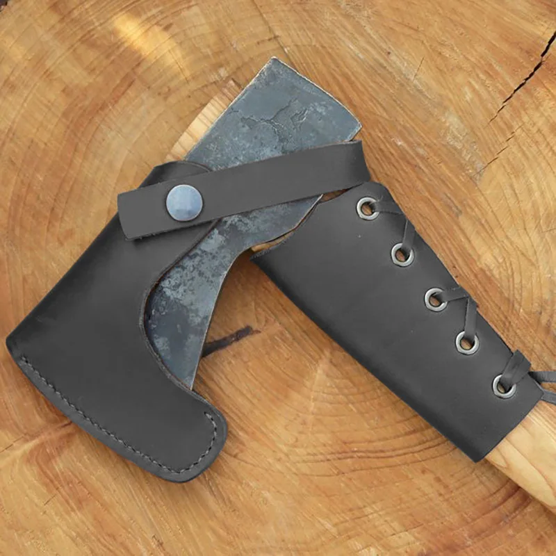 Hatchet Axe Cover Sheath Medieval Ax Head Blade Protector PU Leather Handle Case Nordic Varangian Hunting Gear Norse Viking