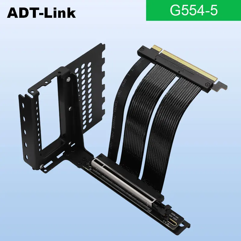 ADT-Link PCIe 5.0 X16 X8 Graphics Card Extension Cable PCI-e Express 90 Degree Angle Graphics Card Riser Support All PCle