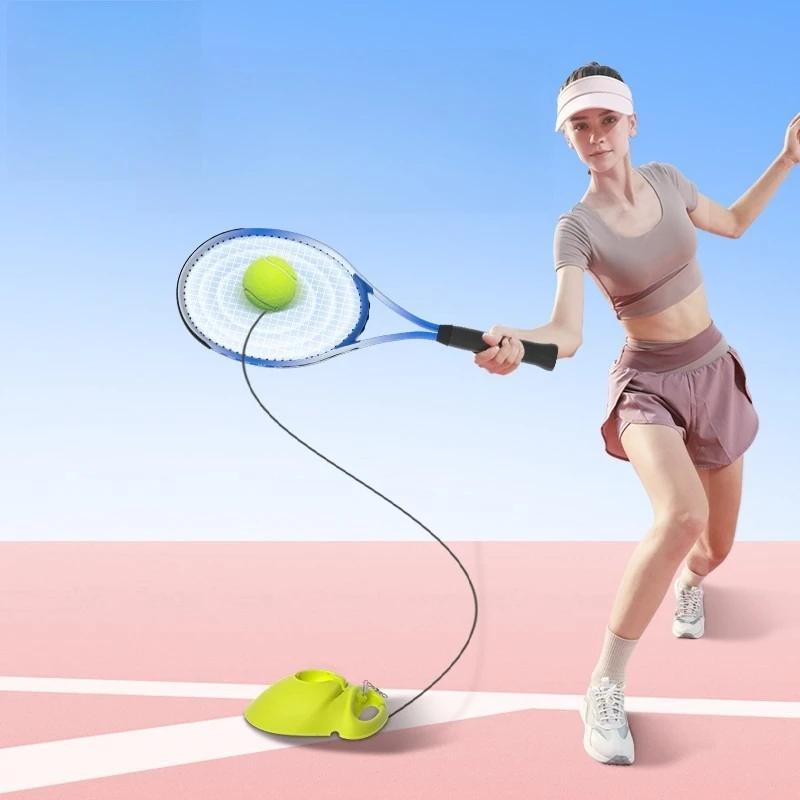 

Tennis trainer single player tennis racket fixed ball trainer one person practice automatic rebound belt line