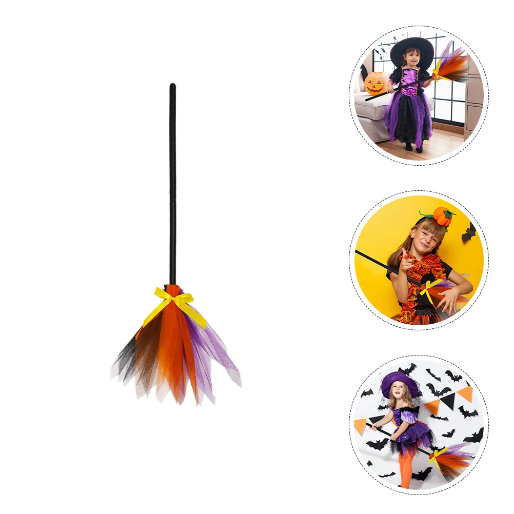 Witch Broom Halloween Children Cosplay Dress up Props Potter LED Light Splicing Color Broomstick