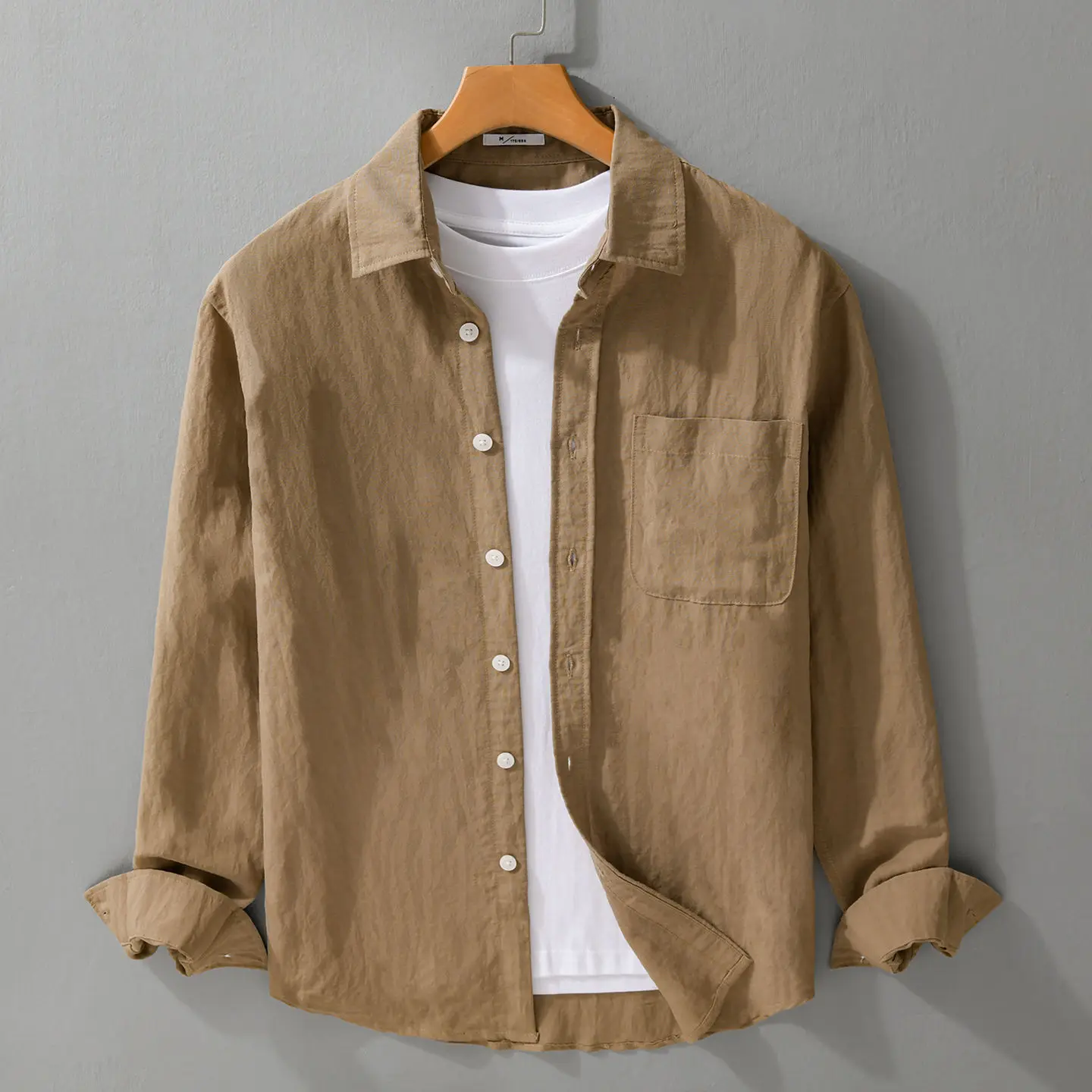 Spring Casual Korea Mens Shirt Checkered Bubble Yarn Long Sleeve Shirt For Men Slim Turn-down Collar Classic Shirt 2026