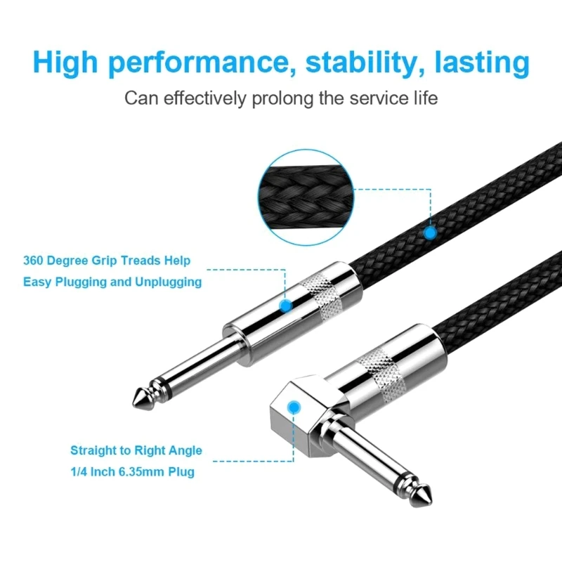 Kabel Gitar Listrik Dengan Konektor Sudut Kanan Dibelenggu Cores Cores Studio Grade Instrument Cord Line 3 5 10m .066a