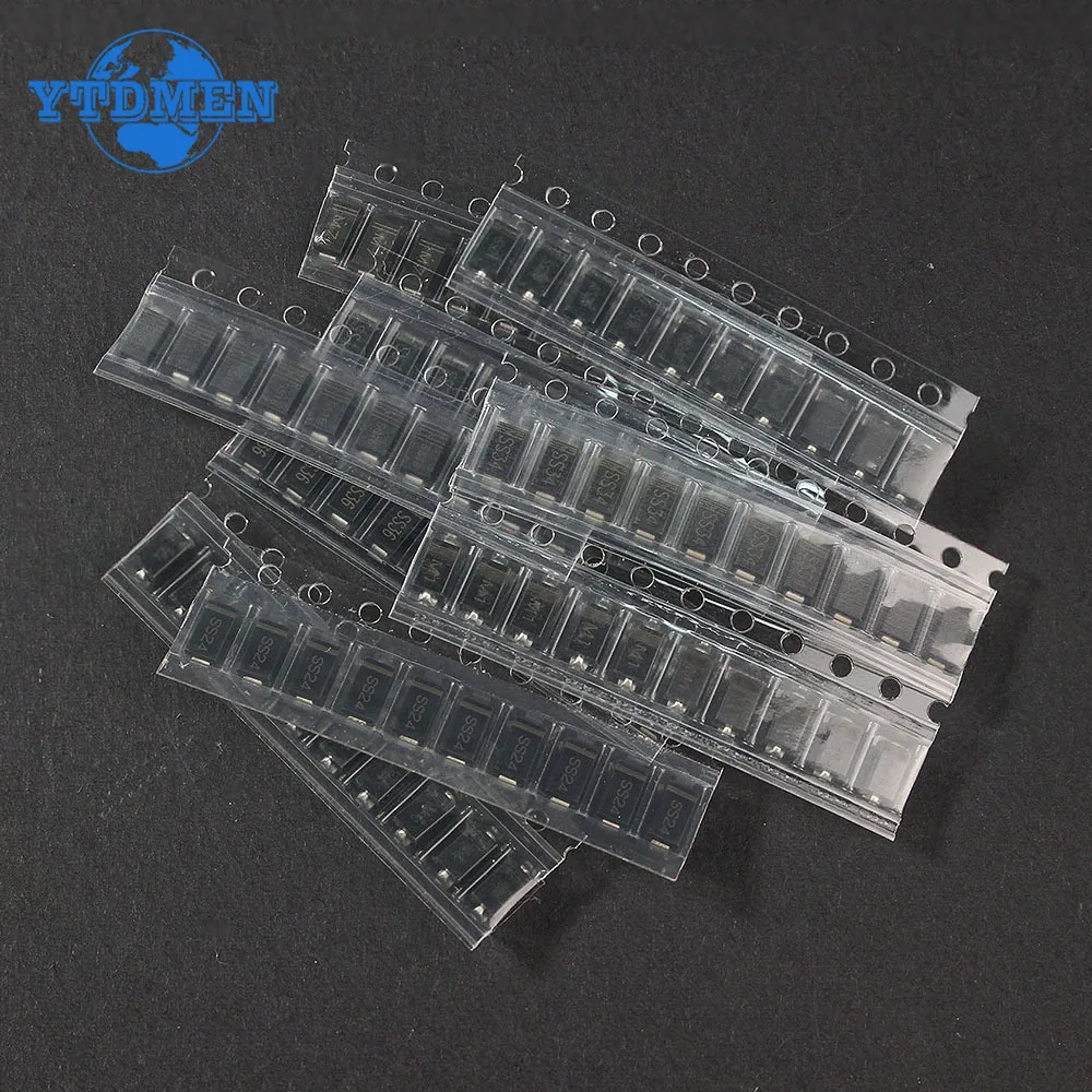 90PCS Rectifier Diode 1N4007 1N4001 1N4004 SS14 SS24 SS34 SS16 SS26 SS36 SMD Schottky Diode Assort Kit