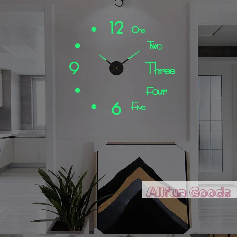 [TG835]Luminous DIY Wall Clock Glow In The Dark Silent Non Ticking Perfect For Home Office Wall Decor