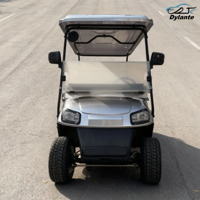 

Высокопроизводительная электрическая тележка для гольфа для осмотра достопримечательностей с ремнями для сумки для гольфа на 120 км и корзиной для хранения мячей для гольфа