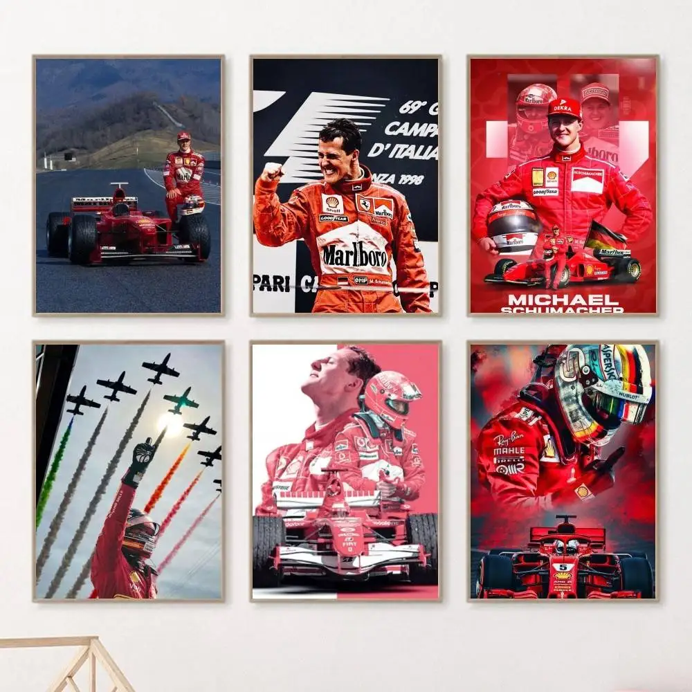 1PC Legend Racing Aesthetic Schumacher Poster Self-adhesive Art Waterproof Paper Sticker Coffee House Bar Room Wall Decor