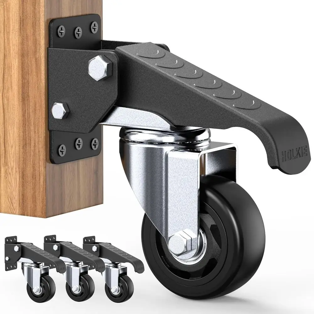 

3 Inch Retractable Casters with Lighting and Lowering Function, 360° Rotation, Ideal for Workbenches, Max Load 1100 lbs
