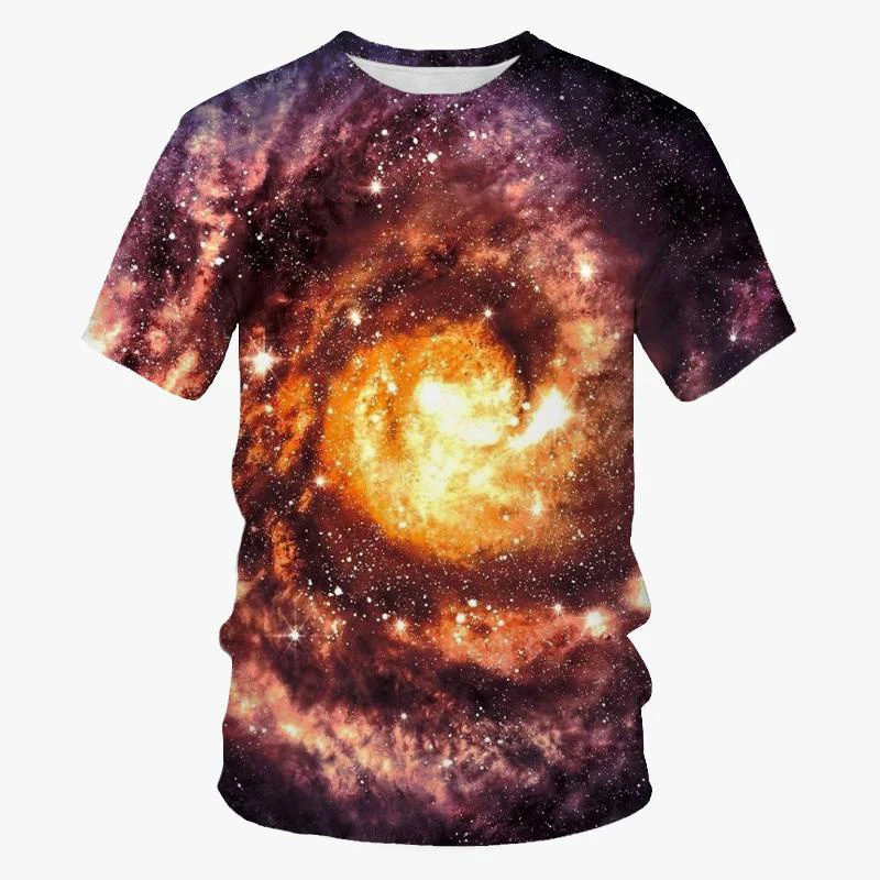 Colorful Men\'s T-Shirt 3D Galaxy Starlight Print Short Sleeve Tops Casual T Shirt Streetwear Oversized Tee Shirt Men Clothing