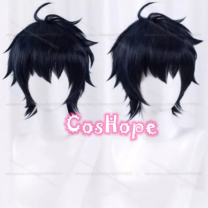 

Yuichiro Hyakuya Косплей Парик 30 см Короткий Синий Черный Парик Косплей Аниме Косплей Парики Термостойкие Синтетические Парики