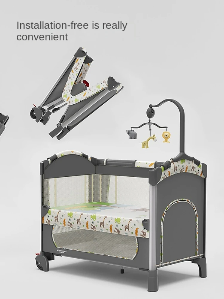 Zl Baby Bed Foldable Baby Cradle Bed Portable Stitching Bed