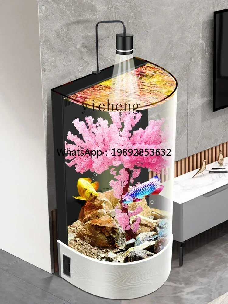 

DD Semi-Cylindrical Fish Tank Living Room Floor Small Back Filter Ecological Self-Circulation Lazy Free Change Aquarium